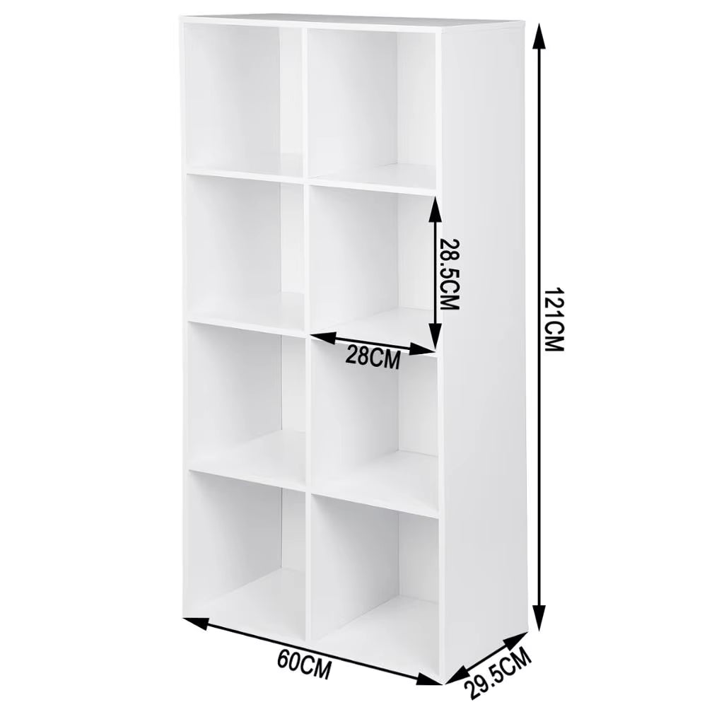 1PC Book Shelf 8 Storage Cubes Unit Freestanding Bookcases Organizer for Living Room Bedroom Office Home Furniture