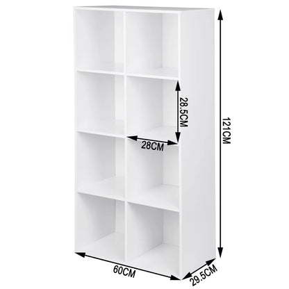 1PC Book Shelf 8 Storage Cubes Unit Freestanding Bookcases Organizer for Living Room Bedroom Office Home Furniture