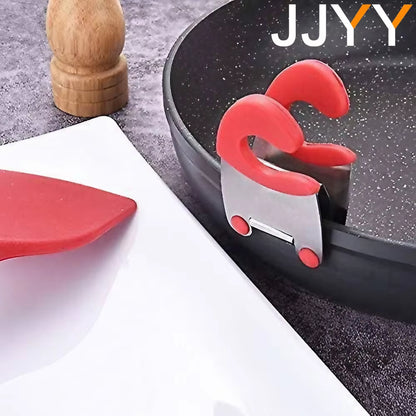 1PC Cookware Side Clip Rest Holder Kitchen Tool Stainless Steel Silicone Practical Spoon Spatula Pot Side Clamp Accessories