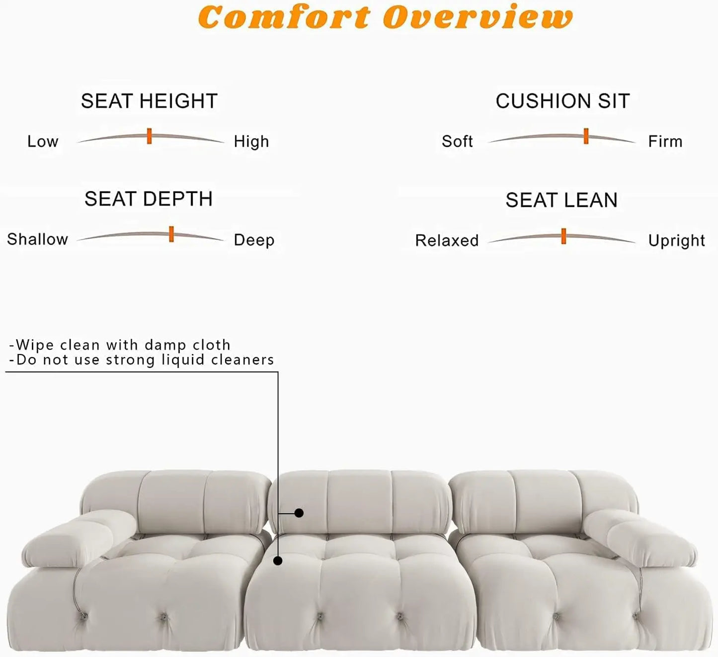 104" Minimalist Modular Sectional Sofas Modern Velvet Convertible Couches 3 Seats Living Room Sofa Sets for Office Apartment