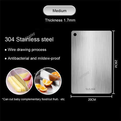 Thickened 304 Stainless Steel Cutting Board Anti-Bacterial and Mildew-Proof Household Rolling Board 2-Sided Use Chopping Board