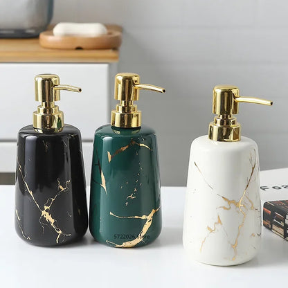 Ceramic Toiletries Bathroom Set Marble Porcelain Cup Toothbrush Holder / Soap Dispenser / Tray Bathroom Decoration Accessories