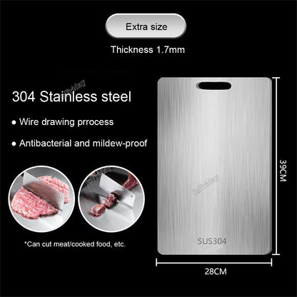 Thickened 304 Stainless Steel Cutting Board Anti-Bacterial and Mildew-Proof Household Rolling Board 2-Sided Use Chopping Board